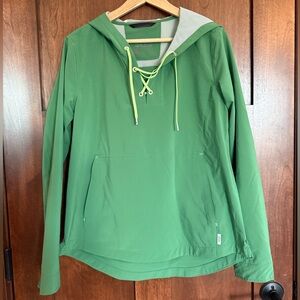 Stio Green Relaxed Hoodie with Partial Zipper